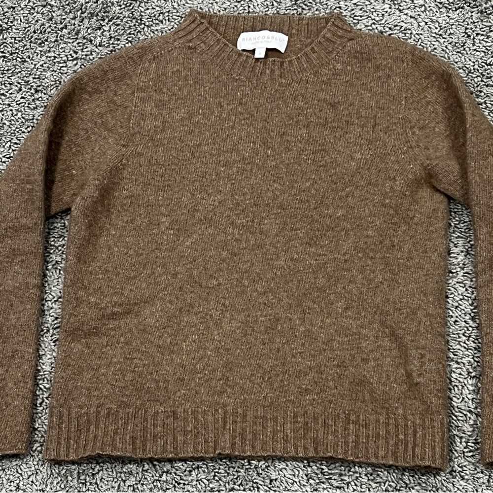 Bianco Blue Cashmere Blend Sweater Women’s Medium Brown Preppy Made In Italy